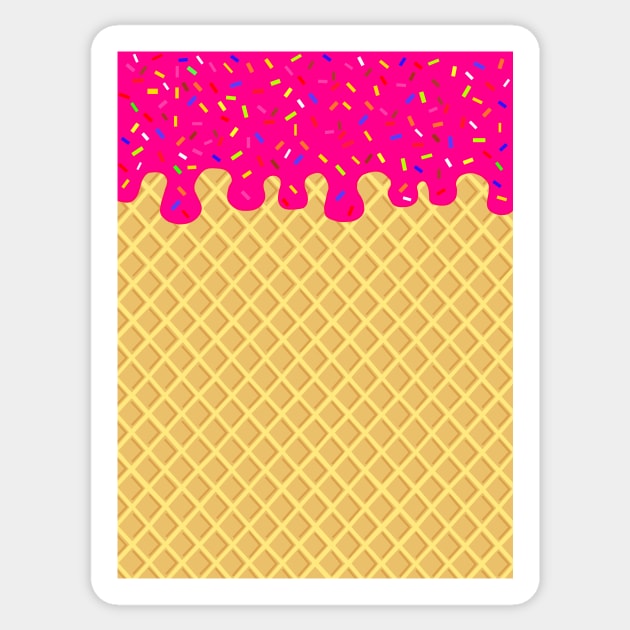 Dripping Strawberry Waffle Cone Sticker by SartorisArt1